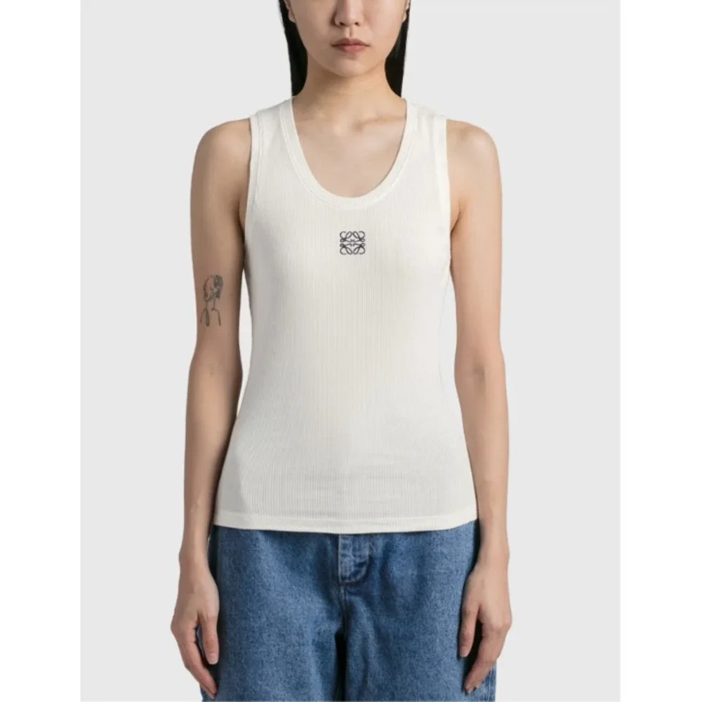 Loewe Womens Anagram Tank Top Ribbed Sleeveless Cotton Blend Scoop Neck Sz M